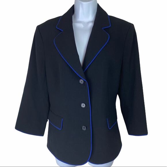 Anne Klein 3 Button Suit Jacket Sz 12 Black Blue NWT - Picture 1 of 10